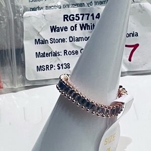 BP Lumina Collection Wave of White Fire Rose Gold Diamond Ring RG57714 Size 7